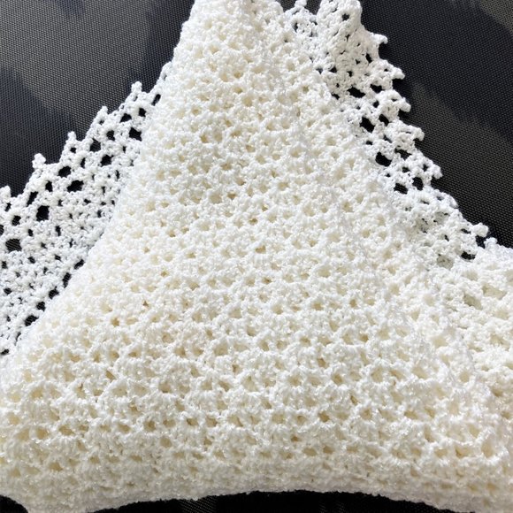 Baby Baptismal Blanket had crocheted White Longer corners draping FREE SHIPPing! - Picture 8 of 8